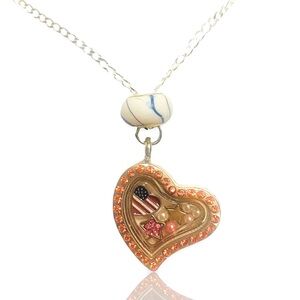 ALL AMERICAN boutique heart charm locket pendant necklace + FREE CHARM EXTRAS!